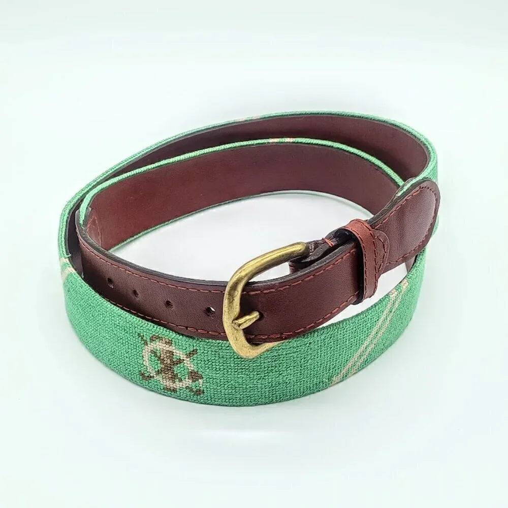 Smathers & Branson Hand-Stitched Needlepoint Leather Belt